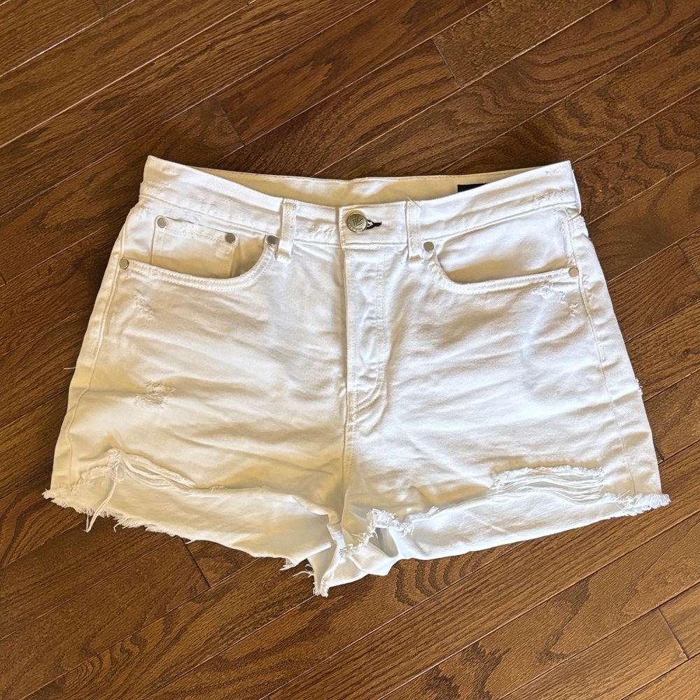 Rag & Bone White Distressed Jean Shorts